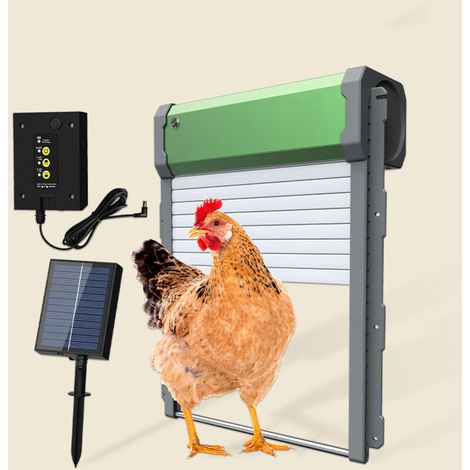 Solar Powered Automatic Chicken Coop Door - Smart Timer and Light Sensor, Anti-Pinch Safety, Suitable for Poultry (1/4)