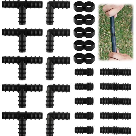 25 Pièces Raccord Goutte a Goutte 16mm, Raccord Tuyau d'Arrosage D'Eau D'Irrigation Connecteurs Barbelés Systèmes d'Arrosage (1/5)