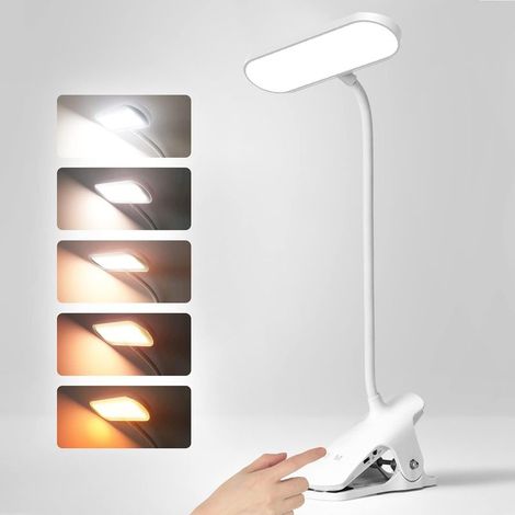 Wireless LED Desk Lamp, Touch Bedside Lamp 5 Dimmable 360° Flexible Neck LED Lamp, Reading Lamp Reading Lamp for Bed (1/5)