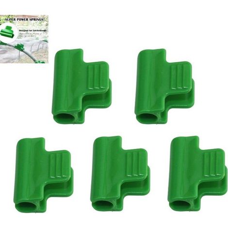 Clips de serre en plastique, lot de 5, pour film et tunnel de jardin, diamètre 11 mm, vert, fixation arceaux PVC (1/4)