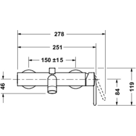 Robinet de baignoire en saillie pour 2 consommateurs, mitigeur monocommande avec système de mélange céramique et clapet anti-retour, en acier inoxydable brossé (1/2)