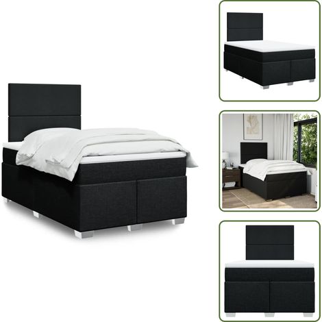 Sommier à lattes de lit avec matelas noir 120x190 cm tissu - Sommier À Lattes De Lit - Sommiers À Lattes De Lit - Lit - Meuble De Chambre À Coucher (1/5)
