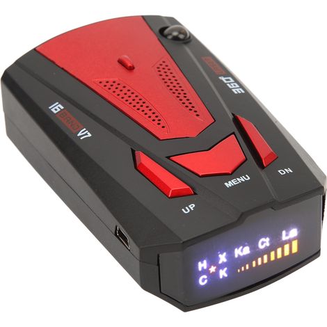Détecteur de radar pour voiture, protection à 360°, alarme de vitesse, détecteur électronique pour chiens 16 bandes, testeur de vitesse pour compteur de vitesse, rouge (1/5)