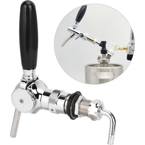 Robinet de bière domestique en laiton avec bille de contrôle du débit pour fût, idéal pour le brassage amateur. (1/5)