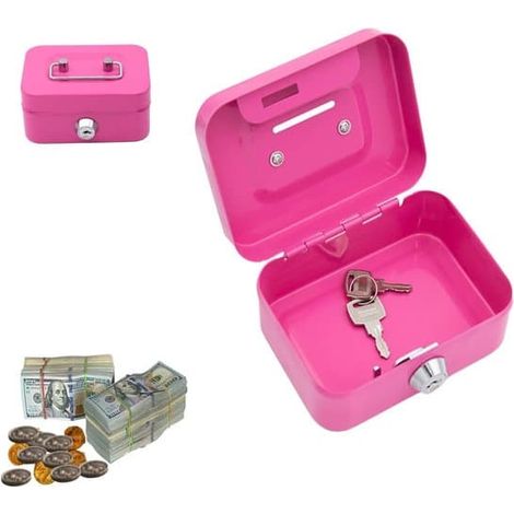 Petite caisse enregistreuse verrouillable (avec clé), petit coffre-fort, caisse enregistreuse avec serrure à clé, coffre-fort en métal, portefeuille, caisse enregistreuse avec 2 clés, 11,5 x 8,5 x 5,8 (1/5)