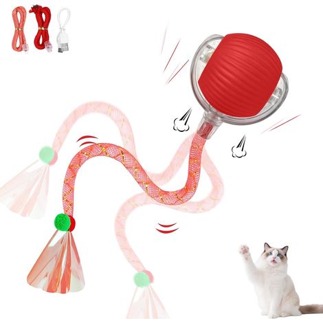Jouet pour Chat,Jouet Chat Interactif,Balle Chat Jeux pour Chat Interieur,Doté d'une Queue Qui Clignote et Bouge Rapidement, il Réveille l'instinct de Chasseur du Chat (1/5)