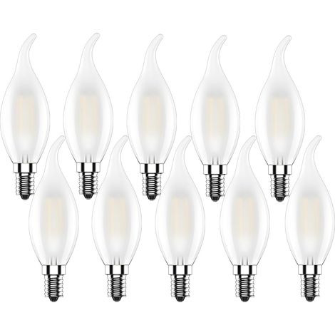 Ampoule Flamme E14,4W Ampoule LED,Blanc Chaud 2700K Ampoule Bougie LED,Non Dimmable,C35 Forme de Bougie 320LM,Mat,10 Pièces