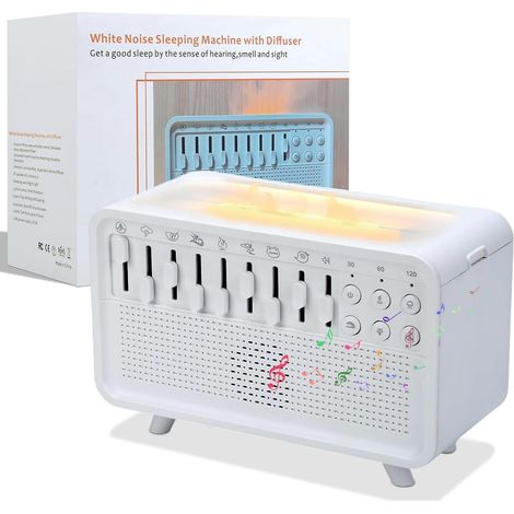 Generatore di rumore bianco, altoparlante Bluetooth a LED, diffusore di oli essenziali con rumore bianco, luce notturna con timer ed esercizi di respirazione per adulti e neonati.