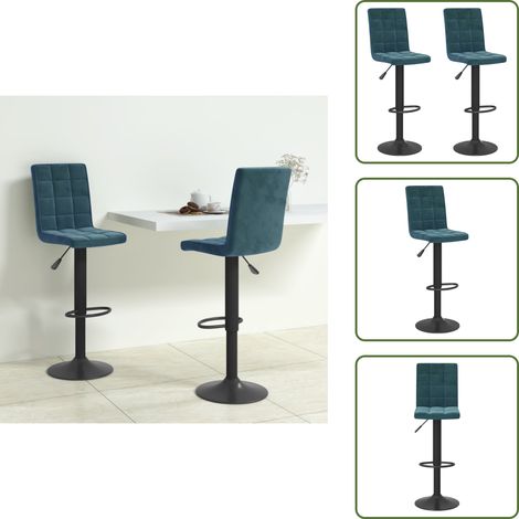 Tabourets de bar lot de 2 bleu velours - Tabouret De Bar - Chaise De Comptoir - Fauteuil De Bar - Tabourets Bleus - Meubles De Salon (1/5)