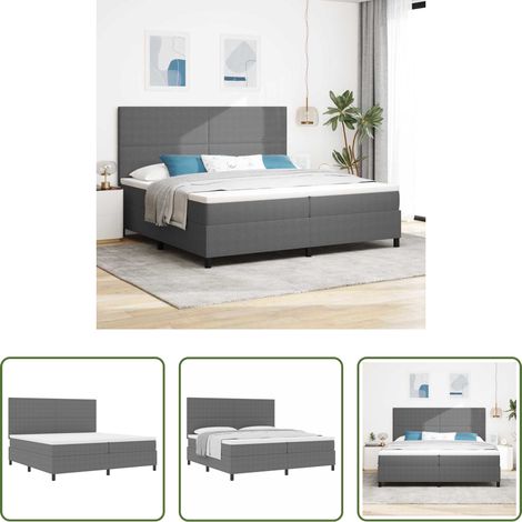 vidaXL Kopfteil -  Boxspringbett Hellgrau und Weiß 200 x 200 cm Cordstoff (1/5)