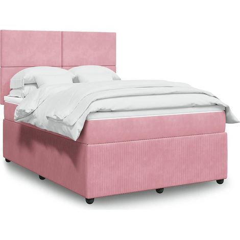 Boxspringbett mit Matratze Rosa 140x190 cm Samt