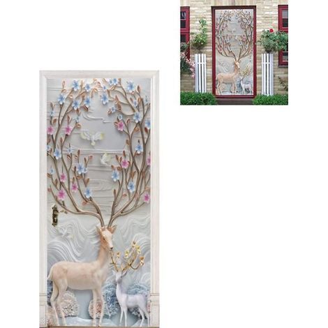 3D Trompe-l'œil Elk Wall Sticker - Home Decor, Door Decal, Artistic Poster