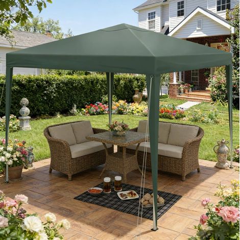 Gartenpavillon klappbar 3x3 m höhenverstellbar Grün OKMYHOME (1/5)