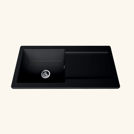 Évier céramique noir mat VitrA ARKITEKT 1 grand bac 1 égouttoir