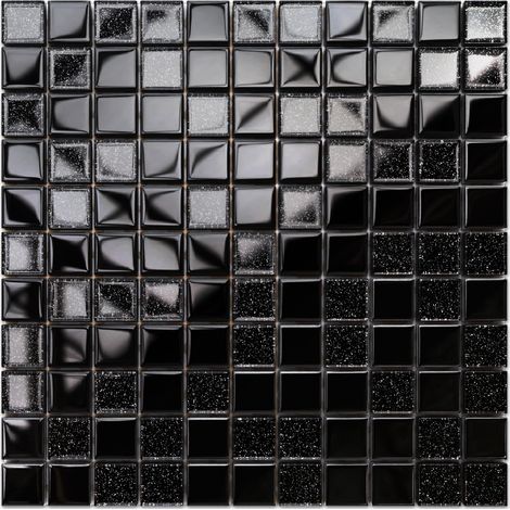 Ilcom mosaico in vetro su rete per bagno e cucina 30cm x 30cm - Crushed silver (1/5)