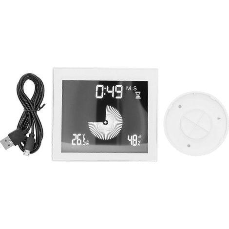 Multifunktionales Temperatur- und Feuchtigkeitsmessgerät mit Timer- und Weckfunktion, weiß, USB 5V 1A (1/5)