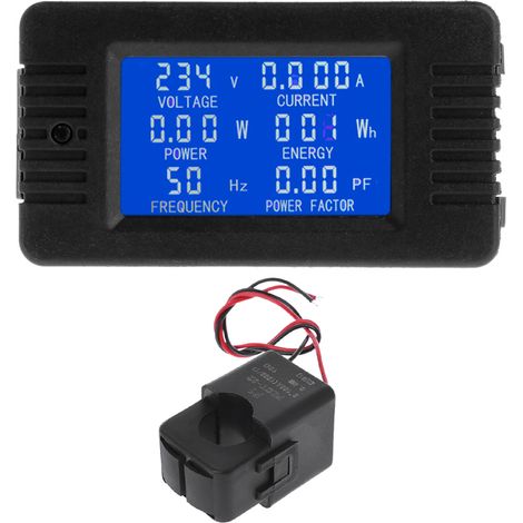Compteur de courant numérique, wattmètre, 100 A, 6 en 1 : compteur de consommation électrique, voltmètre, ampèremètre, testeur de prise, compteur d'énergie-AquaForge