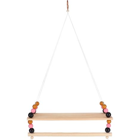 Étagère Murale - Bois Naturel - Style Nordique - Décor Perles Colorées - Pour Chambre Enfant - 45 x 13,8 cm - 1 Pièce (1/4)