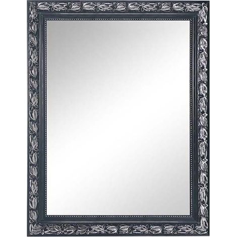 Barock Wandspiegel TANJA mit Holzrahmen Schwarz-Silber 55x70 cm