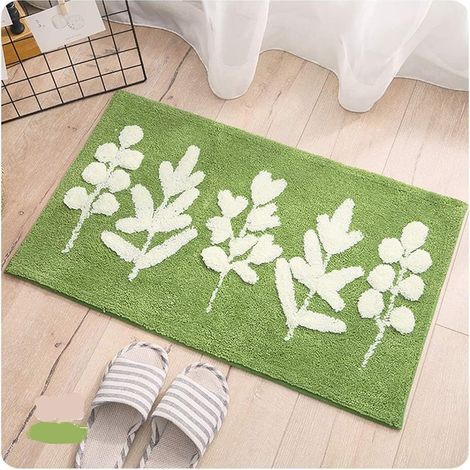 Adatto per soggiorno, cucina, camera da letto, tappeto jacquard di lusso con motivo fogliame, tappetino antiscivolo e assorbente per bagno 50x80 cm (1/4)