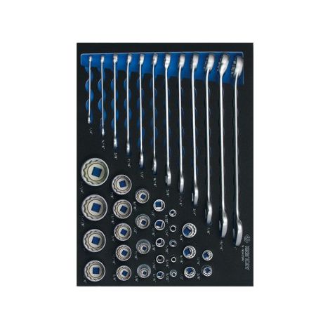 KING TONY - Module mousse + PP douilles et clés mixtes en pouces 1/2"+1/4" 40 pcs (1/2)