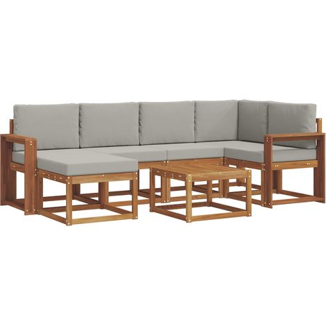 Outdoor Sofa Set with Cushion 7 pcs Natural and Light Grey vidaXL (1/5)