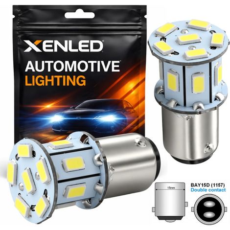 2 x Ampoules 13 LED SMD - BAY15D / P21/5W / 1157 / T25 - Blanc 12V - double intensité (1/5)