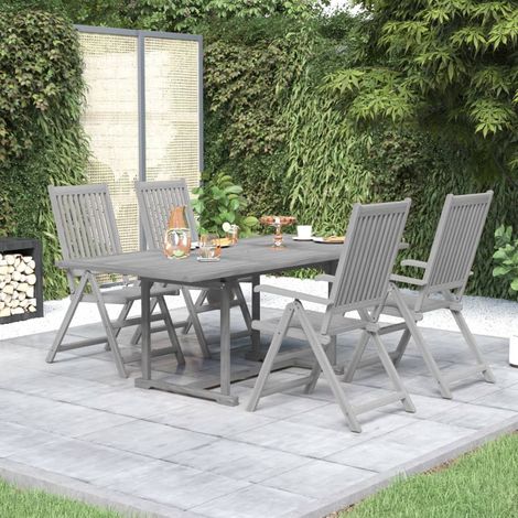 Juego de comedor de jardín 5 piezas madera maciza de acacia
