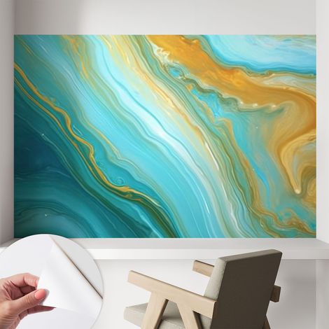 Papier peint autocollant adhésif avec imprimé installation simple qualité excellente sans désordre Vagues abstraites 104x70 cm (1/5)