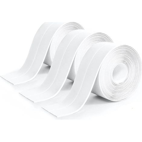 3 Rouleaux Joint Silicone Blanc Salle de Bain,Ruban auto-adhésif anti-moisissure et anti-fuite adapté à de nombreuses occasions (320 3,8cm) (1/5)
