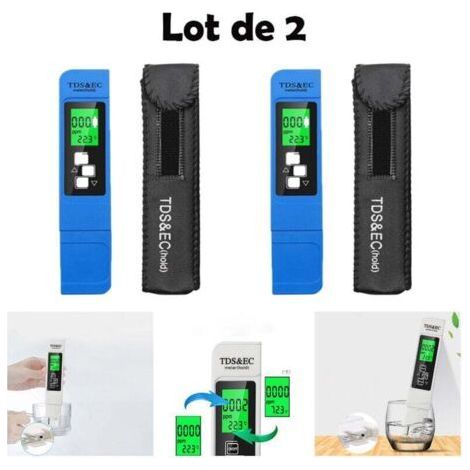 FENOPLASTICATesteur TDS numérique 2 pièces 3-en-1 multifonction TDS, EC et température avec grand écran LCD rétro-éclairé pour le contrôle de la qualité de l'eau potable et l'hydroponie, etc., pas pou (1/4)