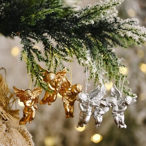 Lot de 12 pendentifs de décorations de Noël de Ange - AQSACOKIYA - Pendentifs de Ange suspendre - Décorations d'arbre de Noël (1/4)