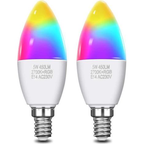 Ampoule Led Wifi E14 - 5 W - 450 Lm - Rgb Multicolore - Compatible Smart Life Alexa Google Home - Pour Salon Chambre Bureau - 1 Pièce (1/4)