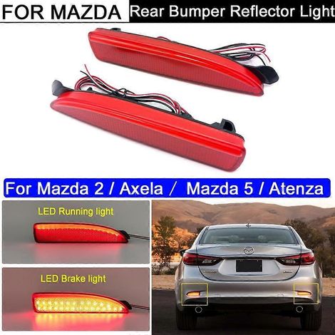 Lot de 2 feux de stop arrière à LED rouges sans erreur, réflecteurs de pare-chocs, pour Mazda 2 DY, Mazda 3 Axela, Mazda 5 et Mazda 6 Atenza (1/5)