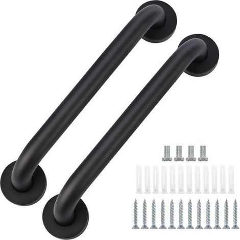 Barre d'appui de salle de bain 2 pièces 30 cm barre d'appui de salle de bain poignées de sécurité noires pour baignoire douche (1/3)