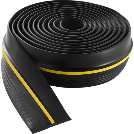 Bande seuil bas de porte garage universel 6.1m PVC adhesif joint etanche epais remplacement DIY noir longue durée de vie (1/5)