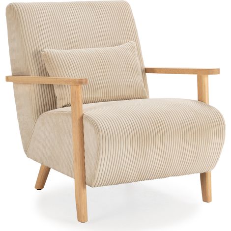 Poltrona in tessuto con gambe in legno L70 cm - BONNIE