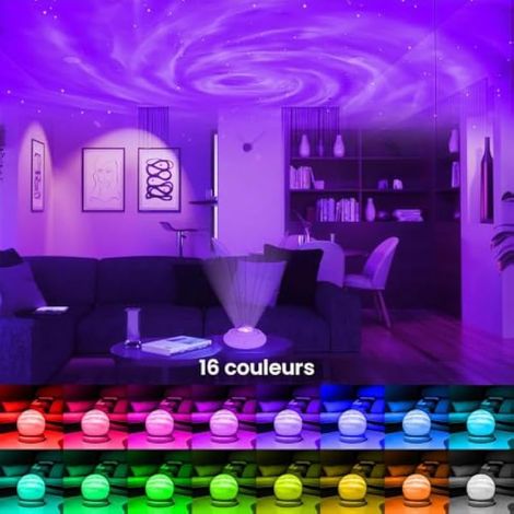 Lampe de projection Aurore boréale, projecteur de galaxie à 16 couleurs, lumières sensorielles, lampe planétaire avec abat-jour amovible, éclairage d'ambiance dynamique, cadeau (1/4)