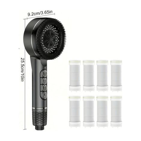 Pommeau de Douche Filtrant avec 4 Modes de Massage – 8 Cartouches Incluses (1/5)