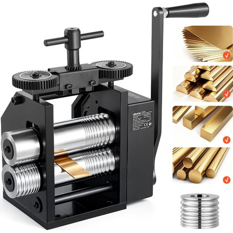VEVOR Máquina de Laminación Manual para Joyería 4 en 1 Laminadora de Mano, Herramienta de Bricolaje para Oro Plata Cobre, Grosor Ajustable de 0,03-7 mm, Hoja Plana, Cuadrada, Circular y Semicircular (1/5)
