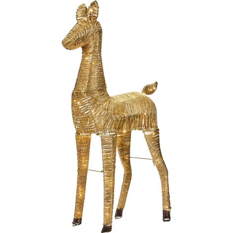 LED Decoration Reindeer Gold Iron and Paper Rope 110 cm Light Up Xmas Figure 92 LED Bulbs AKUREYRI (1/5)