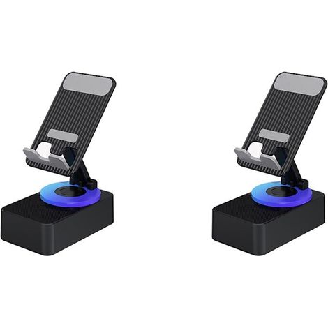 Due supporti per telefono 3 in 1: power bank audio, chiamate in vivavoce, supporto da tavolo multifunzionale pieghevole e girevole, colore nero. (1/3)
