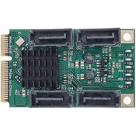 Carte Mini PCIe vers SATA, convertisseur de carte d'extension Mini PCI Express vers SATA 3.0 6 Gb/s à 4 ports pour SSD et disque dur SATA 3.0 (1/5)