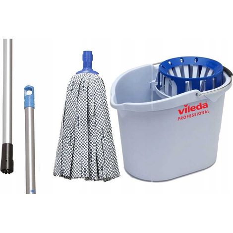 Supermop Eimer & Auswringer-Set + SuperMop Stiel + SuperMop Ag antibakterieller Einsatz blau