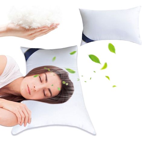 almohadas tamaño king size, rellenas de plumas y plumón, de algodón transpirable, para dormitorio. (1/5)
