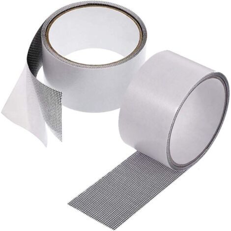 Kit di riparazione per zanzariere di porte e finestre in fibra di vetro ad alta adesione, nastro di riparazione per fori di finestre 5 x 200 cm (confezione da 2, grigio) (1/5)