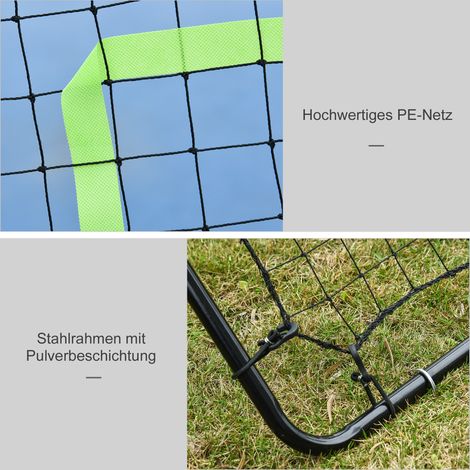 Kickback Rebounder Tor 75x126cm, Rückprallwand aus Stahl und PE, Trainingshilfe für Fußball, Schwarz