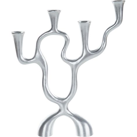 Candelero para 4 velas decoración minimalista candelabro plateado Famoes