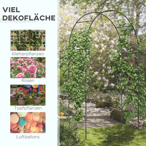 Arche métallique noire pour rosiers grimpants, treillis de jardin robuste 1,40 x 0,40 x 2,40 m (1/4)