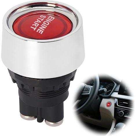 1PC Bouton Poussoir 12V, Bouton de Démarrage du Moteur de Voiture DC 12V 50A, Interrupteur D'allumage à Démarrage par Pression, Interrupteur Poussoir pour Voiture Camion Bateau (Rouge) (1/5)